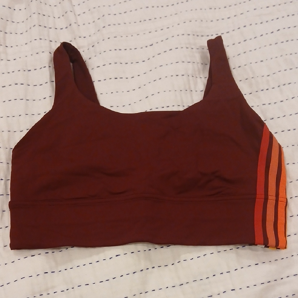 lululemon athletica Brown Sports Bra with Orange Stripes
